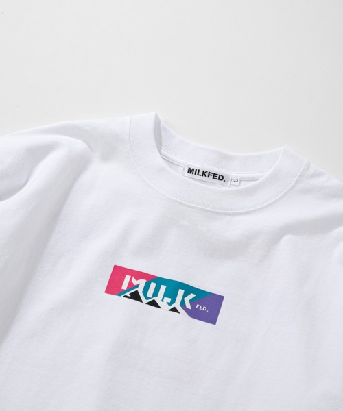 MILKFED.(ミルクフェド)の「MILKFED. × MANASTASH /ミルクフェド×マナスタッシュ MOUNTAIN COLOR LOGO T-SHIRT マウンテンカラーロゴTシャツ(Tシャツ/カットソー・レディース・ホワイト/ブラック・MEDIUM/LARGE/X-LARGE)」の11枚目の写真