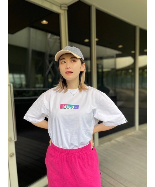 MILKFED.(ミルクフェド)の「MILKFED. × MANASTASH /ミルクフェド×マナスタッシュ MOUNTAIN COLOR LOGO T-SHIRT マウンテンカラーロゴTシャツ(Tシャツ/カットソー・レディース・ホワイト/ブラック・MEDIUM/LARGE/X-LARGE)」の6枚目の写真