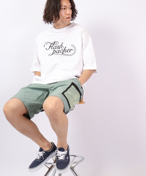 FLASH PACKER（フラッシュパッカー）の「FLASH PACKER コットン・オーバーサイズTシャツ（Tシャツ/カットソー・メンズ・カーキ/ブラック/ホワイト・XL/L/M）」の9枚目の写真