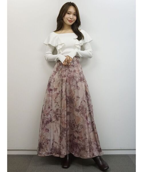 MERCURYDUO（マーキュリーデュオ）の「ロングスリーブラッフルコンパクトリブニット（ニット/セーター・レディース・オフホワイト/ブラック/ピンク/ブルー/パープル/ベージュ・FREE）」の20枚目の写真