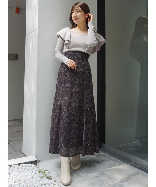 MERCURYDUO（マーキュリーデュオ）の「ロングスリーブラッフルコンパクトリブニット（ニット/セーター・レディース・オフホワイト/ブラック/ピンク/ブルー/パープル/ベージュ・FREE）」の18枚目の写真