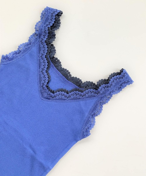 Q(キュー)の「バイカラーテレコタンク(タンクトップ・レディース・ブラック/マスタード/ブルー/カーキ/パープル/ライトグレー・MEDIUM)」の4枚目の写真