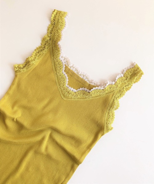 Q(キュー)の「バイカラーテレコタンク(タンクトップ・レディース・ブラック/マスタード/ブルー/カーキ/パープル/ライトグレー・MEDIUM)」の6枚目の写真