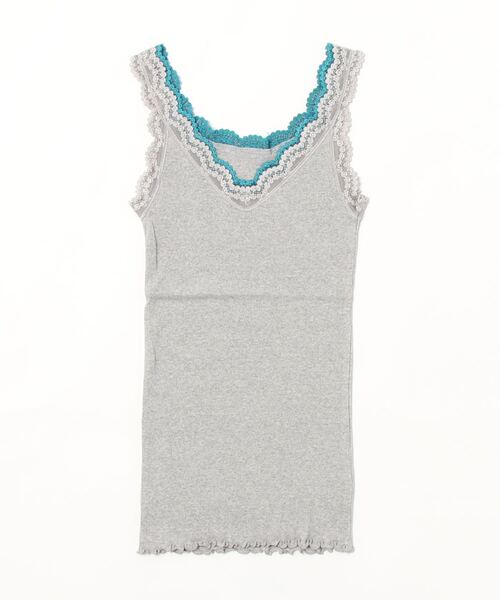 Q(キュー)の「バイカラーテレコタンク(タンクトップ・レディース・ブラック/マスタード/ブルー/カーキ/パープル/ライトグレー・MEDIUM)」の13枚目の写真