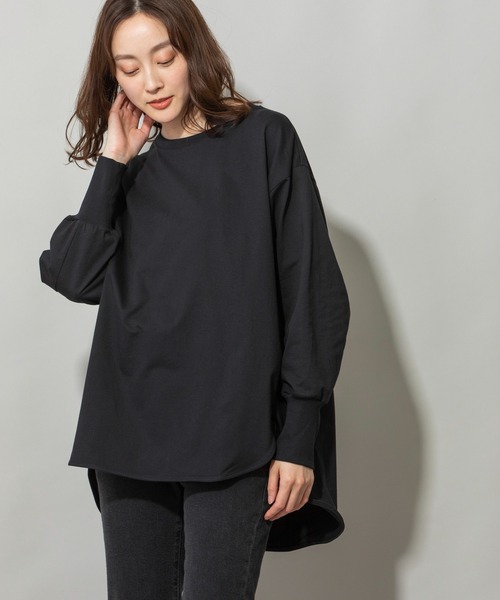 Munich（ミューニック）の「プレミアムコットンジャージラウンドヘムプルオーバー（Tシャツ/カットソー・レディース・ホワイト/ブラック/パープル/ブラウン・FREE）」の2枚目の写真