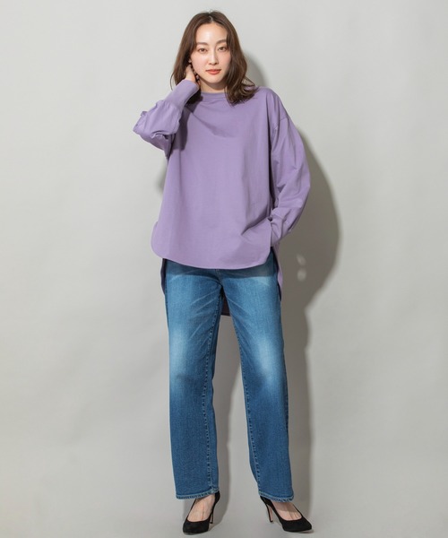 Munich（ミューニック）の「プレミアムコットンジャージラウンドヘムプルオーバー（Tシャツ/カットソー・レディース・ホワイト/ブラック/パープル/ブラウン・FREE）」の5枚目の写真