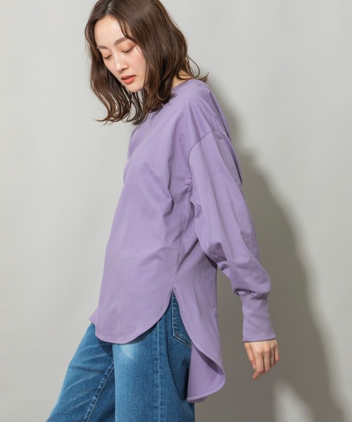 Munich（ミューニック）の「プレミアムコットンジャージラウンドヘムプルオーバー（Tシャツ/カットソー・レディース・ホワイト/ブラック/パープル/ブラウン・FREE）」の9枚目の写真