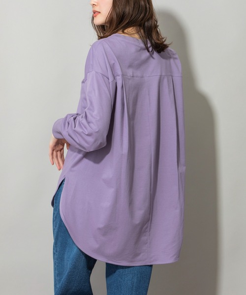 Munich（ミューニック）の「プレミアムコットンジャージラウンドヘムプルオーバー（Tシャツ/カットソー・レディース・ホワイト/ブラック/パープル/ブラウン・FREE）」の10枚目の写真