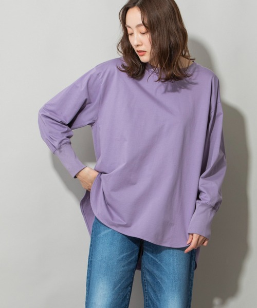 Munich（ミューニック）の「プレミアムコットンジャージラウンドヘムプルオーバー（Tシャツ/カットソー・レディース・ホワイト/ブラック/パープル/ブラウン・FREE）」の8枚目の写真