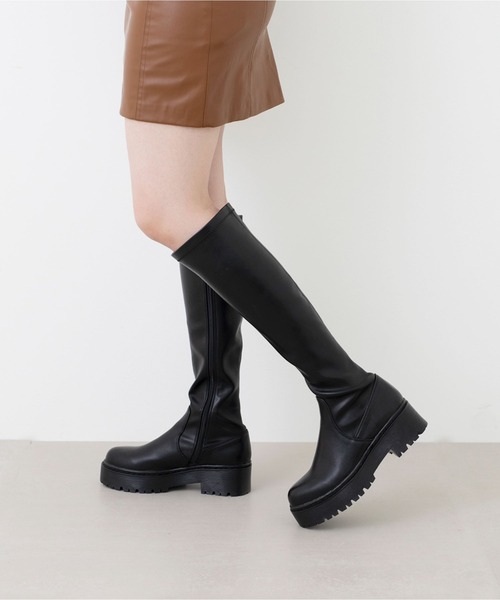 EVOL（イーボル）の「【EVOL】ソフトストレッチロングブーツ IT9925（ブーツ・レディース・ブラック/モカ/ブラック系その他・LL/S/M/L）」の5枚目の写真