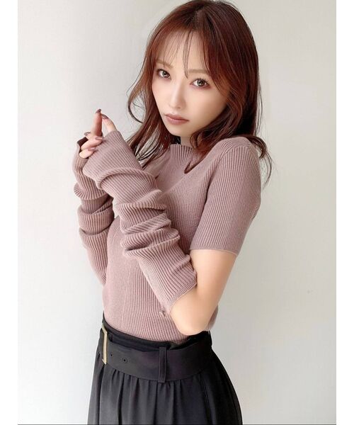 RESEXXY(リゼクシー)の「2wayスリーブリブニットトップス(ニット/セーター・レディース・ブラック/ブラウン/ベージュ・FREE)」の5枚目の写真