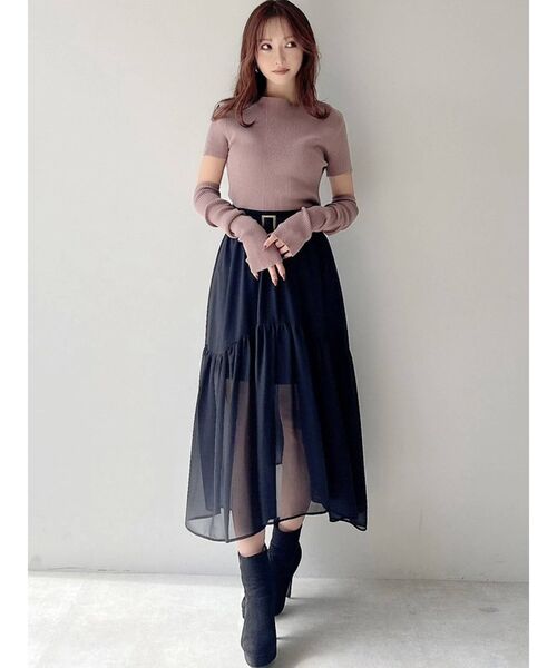 RESEXXY(リゼクシー)の「2wayスリーブリブニットトップス(ニット/セーター・レディース・ブラック/ブラウン/ベージュ・FREE)」の8枚目の写真