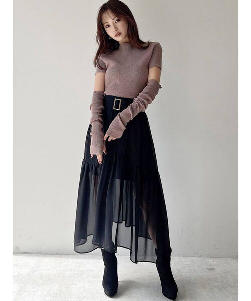 RESEXXY(リゼクシー)の「2wayスリーブリブニットトップス(ニット/セーター・レディース・ブラック/ブラウン/ベージュ・FREE)」の9枚目の写真