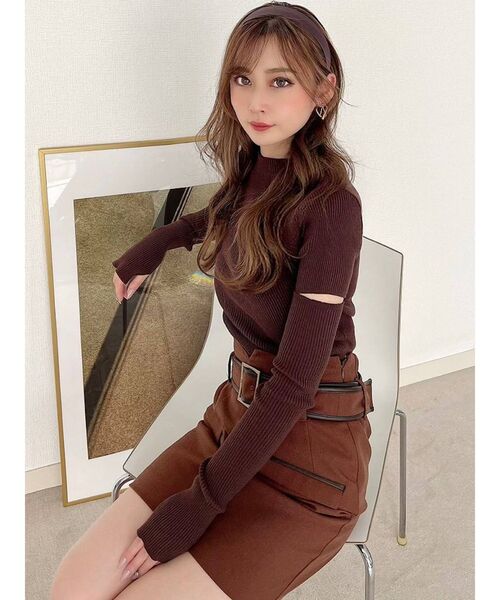 RESEXXY(リゼクシー)の「2wayスリーブリブニットトップス(ニット/セーター・レディース・ブラック/ブラウン/ベージュ・FREE)」の11枚目の写真