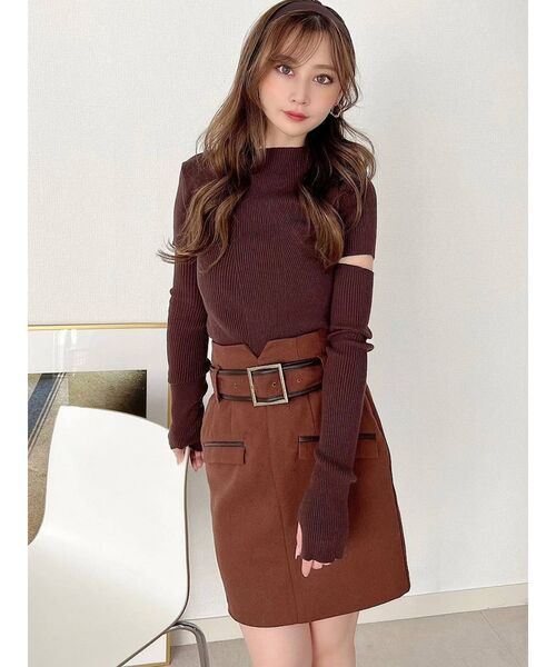 RESEXXY(リゼクシー)の「2wayスリーブリブニットトップス(ニット/セーター・レディース・ブラック/ブラウン/ベージュ・FREE)」の14枚目の写真