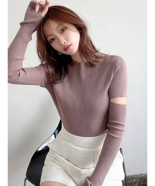 RESEXXY(リゼクシー)の「2wayスリーブリブニットトップス(ニット/セーター・レディース・ブラック/ブラウン/ベージュ・FREE)」の17枚目の写真