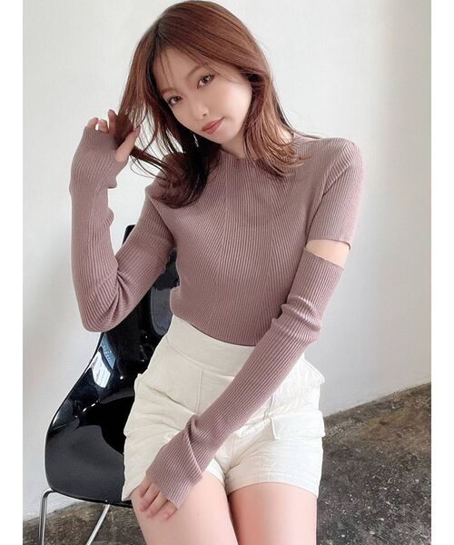 RESEXXY(リゼクシー)の「2wayスリーブリブニットトップス(ニット/セーター・レディース・ブラック/ブラウン/ベージュ・FREE)」の18枚目の写真