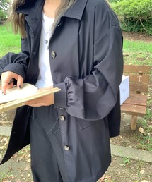 スタンドカラーウエストドロストミドルコート