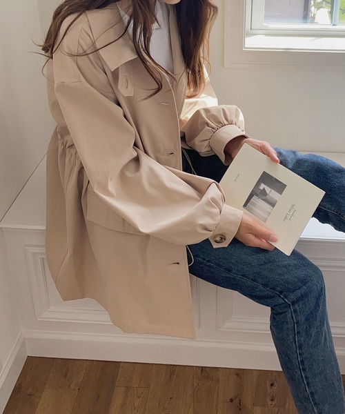 LAUIR（ラウアー）の「スタンドカラーウエストドロストミドルコート（その他アウター・レディース・ブラック/ベージュ/ブラウン・MEDIUM/LARGE）」の15枚目の写真