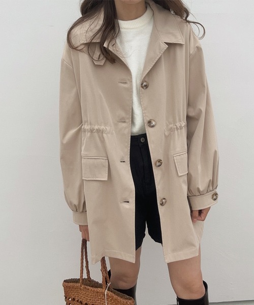 LAUIR（ラウアー）の「スタンドカラーウエストドロストミドルコート（その他アウター・レディース・ブラック/ベージュ/ブラウン・MEDIUM/LARGE）」の16枚目の写真