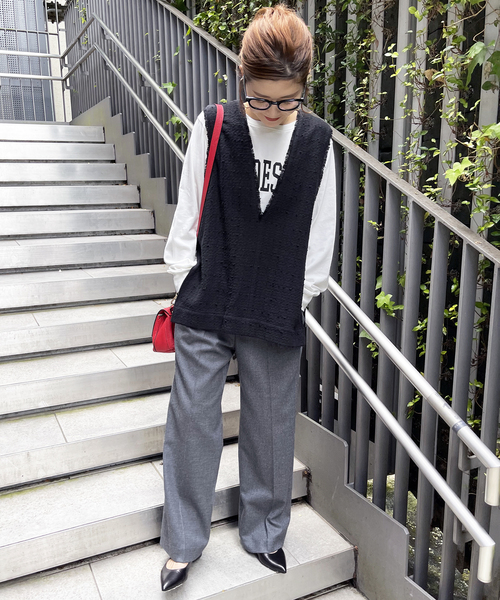 Spick & Span（スピックアンドスパン）の「≪追加≫Italian fabric ツイードベスト（シャツ/ブラウス・レディース・ホワイト/ブラック・FREE）」の3枚目の写真