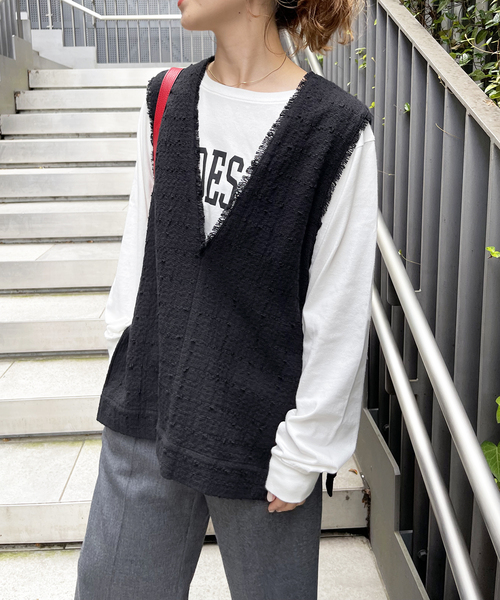 Spick & Span（スピックアンドスパン）の「≪追加≫Italian fabric ツイードベスト（シャツ/ブラウス・レディース・ホワイト/ブラック・FREE）」の9枚目の写真