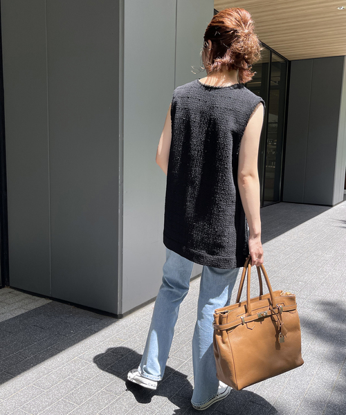 Spick & Span（スピックアンドスパン）の「≪追加≫Italian fabric ツイードベスト（シャツ/ブラウス・レディース・ホワイト/ブラック・FREE）」の4枚目の写真