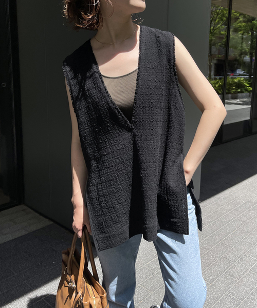 Spick & Span（スピックアンドスパン）の「≪追加≫Italian fabric ツイードベスト（シャツ/ブラウス・レディース・ホワイト/ブラック・FREE）」の10枚目の写真
