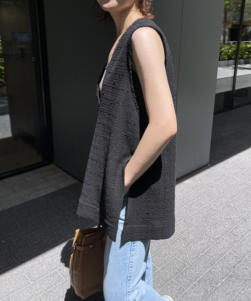 Spick & Span（スピックアンドスパン）の「≪追加≫Italian fabric ツイードベスト（シャツ/ブラウス・レディース・ホワイト/ブラック・FREE）」の22枚目の写真