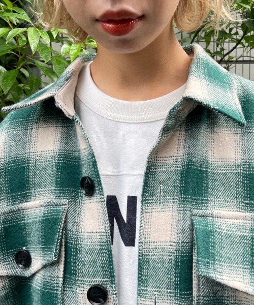 CIAOPANIC(チャオパニック)の「【CPC SCAMP/スキャンプ】オンブレチェックフリンジジャケット(カバーオール・レディース・グレー/レッド/グリーン・2/0)」の14枚目の写真