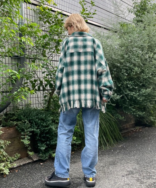 CIAOPANIC(チャオパニック)の「【CPC SCAMP/スキャンプ】オンブレチェックフリンジジャケット(カバーオール・レディース・グレー/レッド/グリーン・2/0)」の21枚目の写真