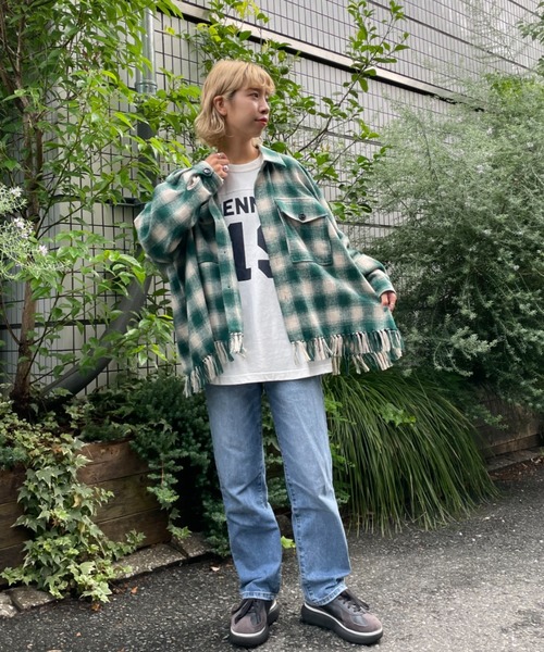 CIAOPANIC(チャオパニック)の「【CPC SCAMP/スキャンプ】オンブレチェックフリンジジャケット(カバーオール・レディース・グレー/レッド/グリーン・2/0)」の20枚目の写真