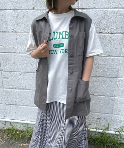 ＪＵＧＬＡＮＳ（ユグランス）の「☆ アイキャッチなロゴが魅力的。カレッジロゴゆるTシャツ　203-841-6602-2（Tシャツ/カットソー・レディース・ホワイト×グリーン/ホワイト×ブルー/杢グレー/スミクロ/ホワイト×ピンク・FREE）」の8枚目の写真