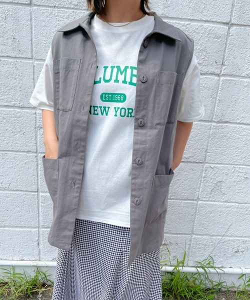 ＪＵＧＬＡＮＳ（ユグランス）の「☆ アイキャッチなロゴが魅力的。カレッジロゴゆるTシャツ　203-841-6602-2（Tシャツ/カットソー・レディース・ホワイト×グリーン/ホワイト×ブルー/杢グレー/スミクロ/ホワイト×ピンク・FREE）」の10枚目の写真