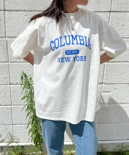 ＪＵＧＬＡＮＳ（ユグランス）の「☆ アイキャッチなロゴが魅力的。カレッジロゴゆるTシャツ　203-841-6602-2（Tシャツ/カットソー・レディース・ホワイト×グリーン/ホワイト×ブルー/杢グレー/スミクロ/ホワイト×ピンク・FREE）」の17枚目の写真