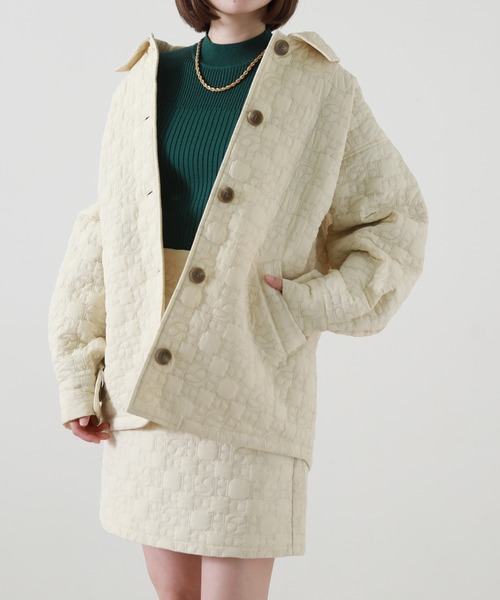 Cheek（チーク）の「オリジナルキルティングジャケット（その他アウター・レディース・ブラウン/アイボリー/ピンクベージュ・MEDIUM）」の4枚目の写真