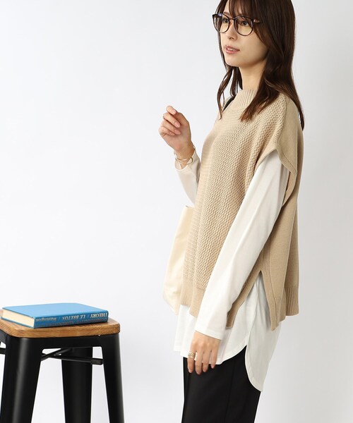 DRESKIP(ドレスキップ)の「◆メッシュ編地ニットベスト(ベスト・レディース・ブラック/ベージュ/ブルー/パープル系4・02/03)」の11枚目の写真