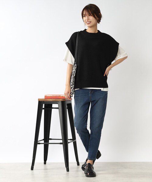 DRESKIP(ドレスキップ)の「◆メッシュ編地ニットベスト(ベスト・レディース・ブラック/ベージュ/ブルー/パープル系4・02/03)」の8枚目の写真