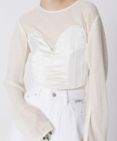 M TO R（ムウトアール）の「［TOPS］VTG CROCHET CUTSEW（Tシャツ/カットソー・レディース・ブラック/キナリ・FREE）」の2枚目の写真