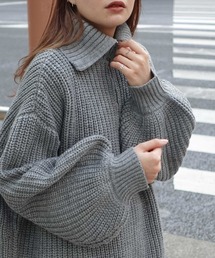 CORNERS | ボリュームスリーブオーバーサイズハーフジップニット(ニット/セーター)