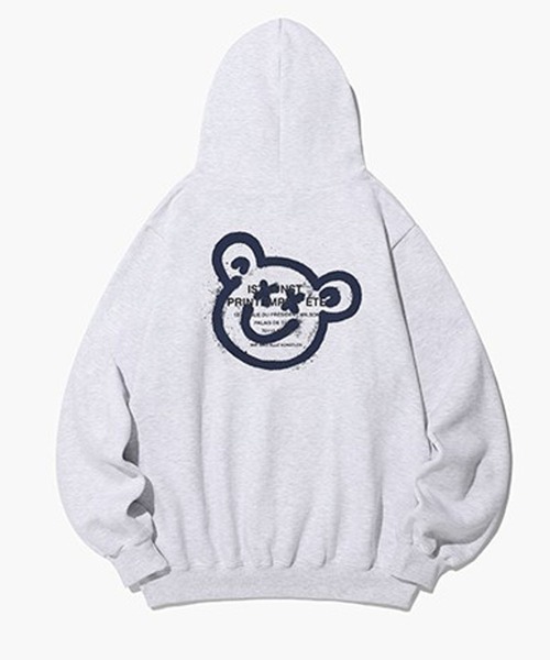 ISTKUNST(イストクンスト)の「【UNISEX】ISTKUNST/ベアスマイリーフーディー(裏起毛) 2168684(パーカー・レディース・ホワイト/ライトグレー/ネイビー・SMALL/MEDIUM/LARGE)」の3枚目の写真