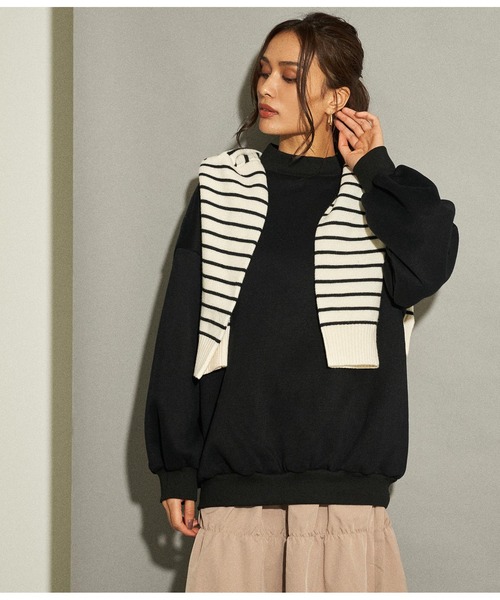 ANAP（アナップ）の「プチハイネック裏起毛プルオーバー（スウェット・レディース・ブルー/ブラック/アイボリー/ブラウン・FREE）」の3枚目の写真