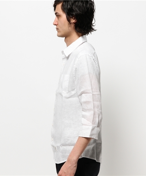 VENCEEXCHANGE(ヴァンスエクスチェンジ)の「フレンチリネン7部袖シャツ (シャツ/ブラウス・メンズ・ターコイズブルー/ホワイト/オレンジ/イエロー・LARGE/MEDIUM/SMALL)」の6枚目の写真