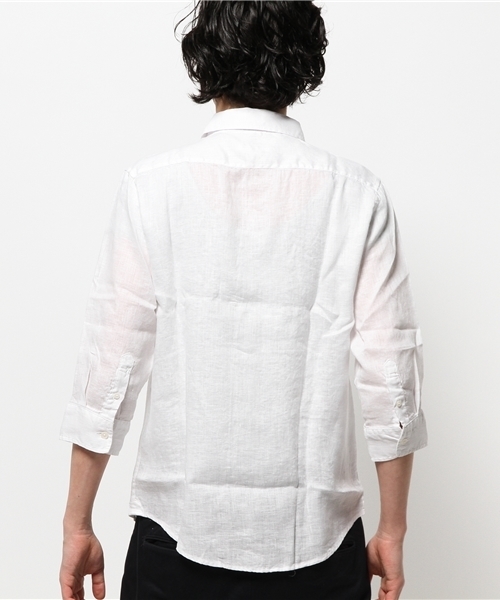 VENCEEXCHANGE(ヴァンスエクスチェンジ)の「フレンチリネン7部袖シャツ (シャツ/ブラウス・メンズ・ターコイズブルー/ホワイト/オレンジ/イエロー・LARGE/MEDIUM/SMALL)」の7枚目の写真