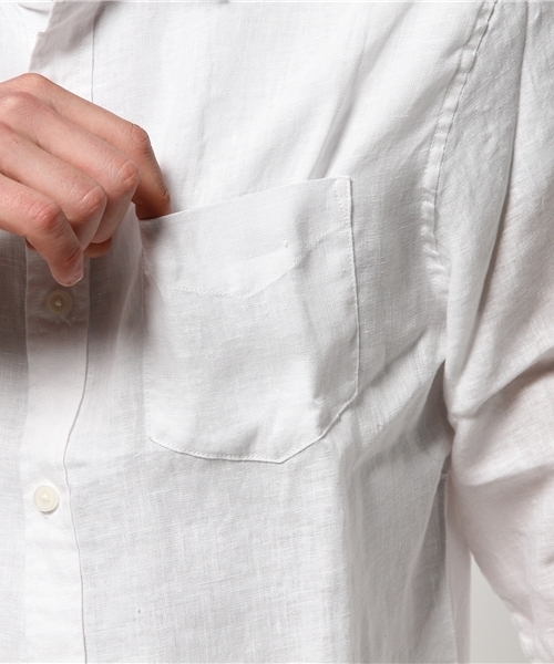 VENCEEXCHANGE(ヴァンスエクスチェンジ)の「フレンチリネン7部袖シャツ (シャツ/ブラウス・メンズ・ターコイズブルー/ホワイト/オレンジ/イエロー・LARGE/MEDIUM/SMALL)」の11枚目の写真