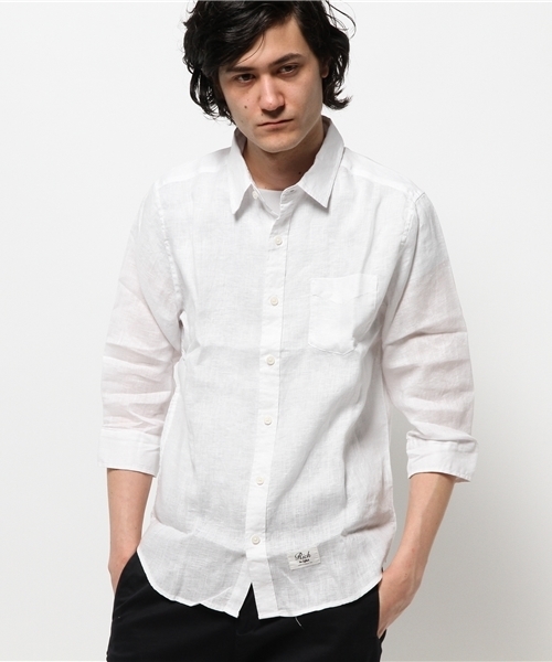 VENCEEXCHANGE(ヴァンスエクスチェンジ)の「フレンチリネン7部袖シャツ (シャツ/ブラウス・メンズ・ターコイズブルー/ホワイト/オレンジ/イエロー・LARGE/MEDIUM/SMALL)」の15枚目の写真