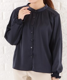 バンドカラーシフォンブラウス