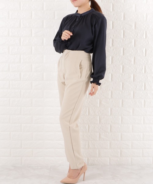 Lace Ladies(レースレディース)の「バンドカラーシフォンブラウス(シャツ/ブラウス・レディース・ブラック/ネイビー/グレイッシュベージュ/ベージュ・L/M/S/XL)」の10枚目の写真