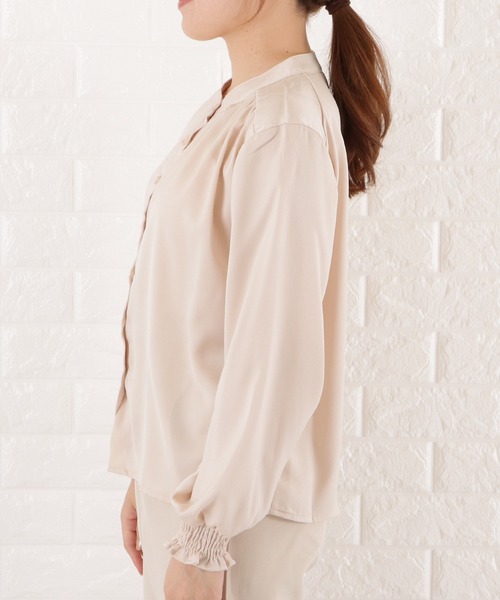 Lace Ladies(レースレディース)の「バンドカラーシフォンブラウス(シャツ/ブラウス・レディース・ブラック/ネイビー/グレイッシュベージュ/ベージュ・L/M/S/XL)」の14枚目の写真