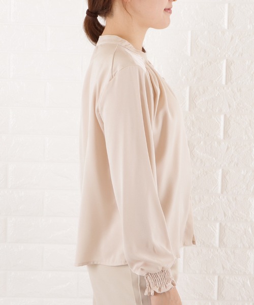 Lace Ladies(レースレディース)の「バンドカラーシフォンブラウス(シャツ/ブラウス・レディース・ブラック/ネイビー/グレイッシュベージュ/ベージュ・L/M/S/XL)」の16枚目の写真
